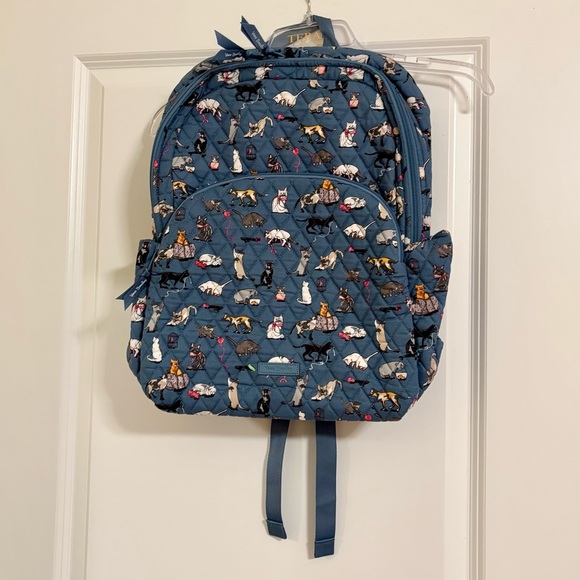 Vera Bradley Cat Print Cat’s Meow Blue Backpack - Picture 4 of 7
